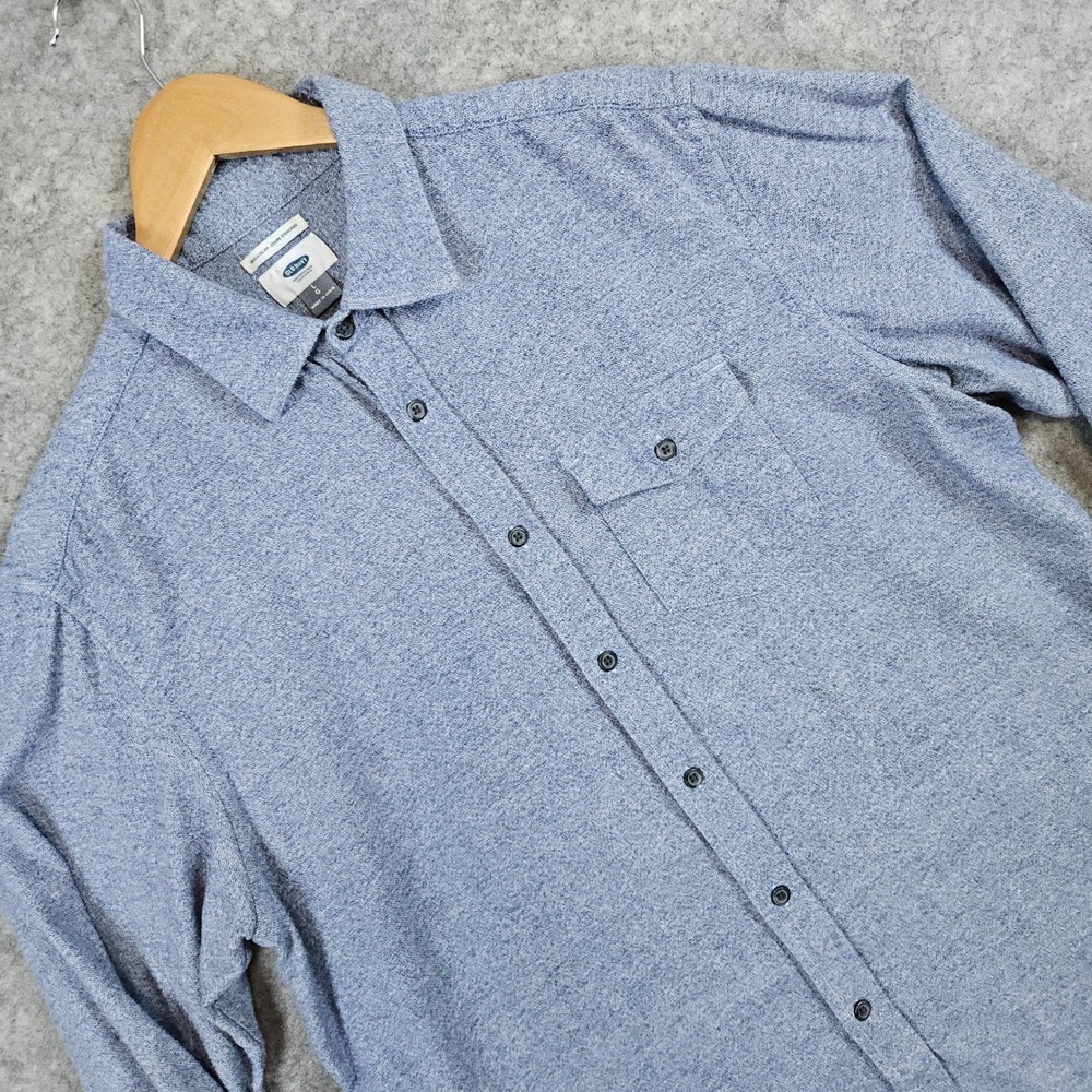 Old Navy Men's Regular Fit Long Sleeve‎ Button Up Shirt Night Flight Blue Size L